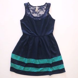 Modcloth Coii Lace Stripe Fit and Flare Dress M